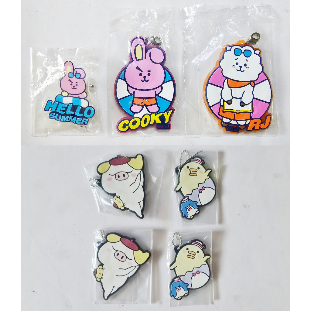 ของสะสมอนิเมะ BT21 Character minini Soft Rubble KeyChain Official K-POP Goods & Yosistamp 7 Piece
