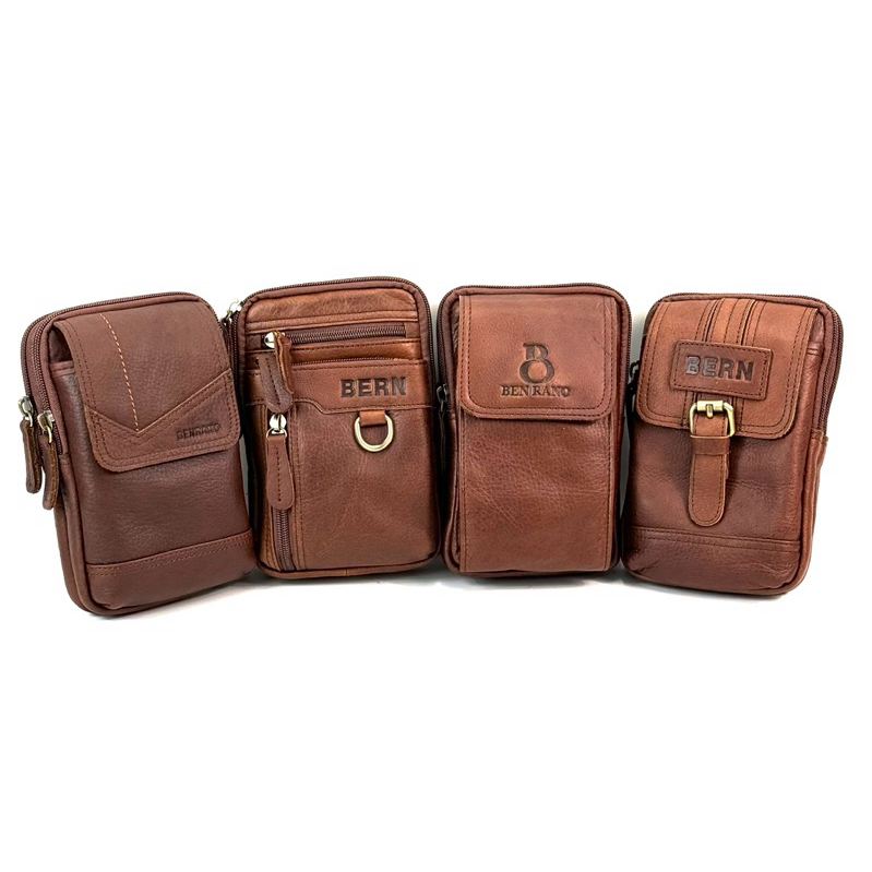 Chinatown Leather กระเป๋าหนังวัวแท้ร้อยเข็มขัดใส่มือถือได้3ช่อง มีสายสะพายถอดได้ BERN