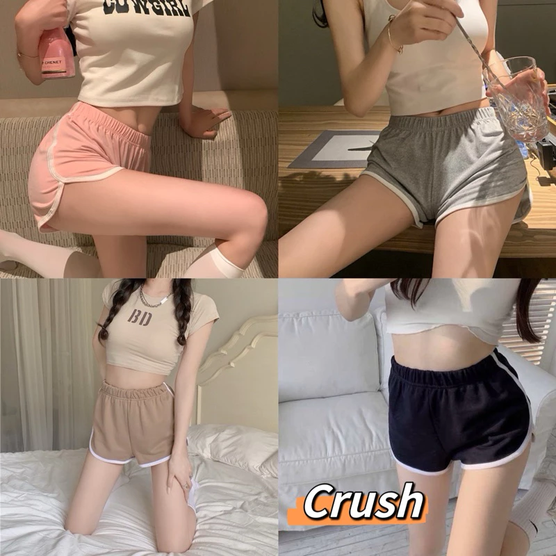 Crush💘กางเกงขาสั้น ผ้าเนือวอร์ม ใส่สบายผ้านิ่ม เอวยางยืด ใส่สบาย งานแพ็คแยกถุง🛒พร้อมส่งจากไทย🛒(DNK)