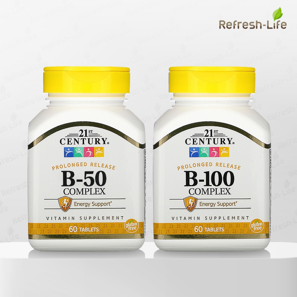 [พร้อมส่ง] 21st Century B-100 Complex and B-50 Complex สูตร Prolonged Release วิตามินบีรวม [Refresh-Life]