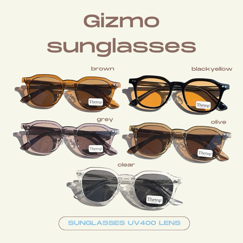 GIZMO (sunglasses uv400) แว่นกันแดด ทรงหลายเหลี่ยม มีแป้นรองจมูก ปรับเกาะจมูกได้