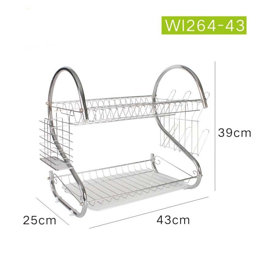 Vodca-ชั้นวางจาน 2ชั้น 43x25x39 ซม.วางช้อนส้อม ที่คว่ำจาน  ตะแกรงระบายน้ำ ชั้นวางของในครัว  ME-K1-26
