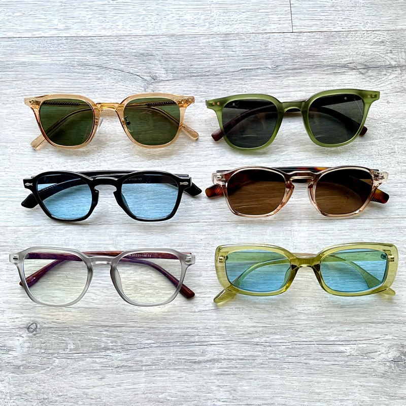 แว่นกันแดดแฟชั่น 😎 6 อัน 450.- แว่นกันแดด แว่นตา กรอบใส วินเทจ เลนส์ใส เลนส์สี ทรงเหลี่ยม moscot ลาย