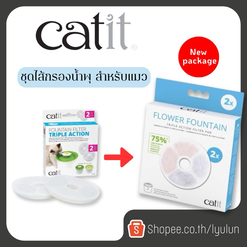 แผ่นกรองน้ำพุ Catit (แคทอิท) แผ่นกรองน้ำพุแมว ชุดไส้กรองสำหรับน้ำพุแมว