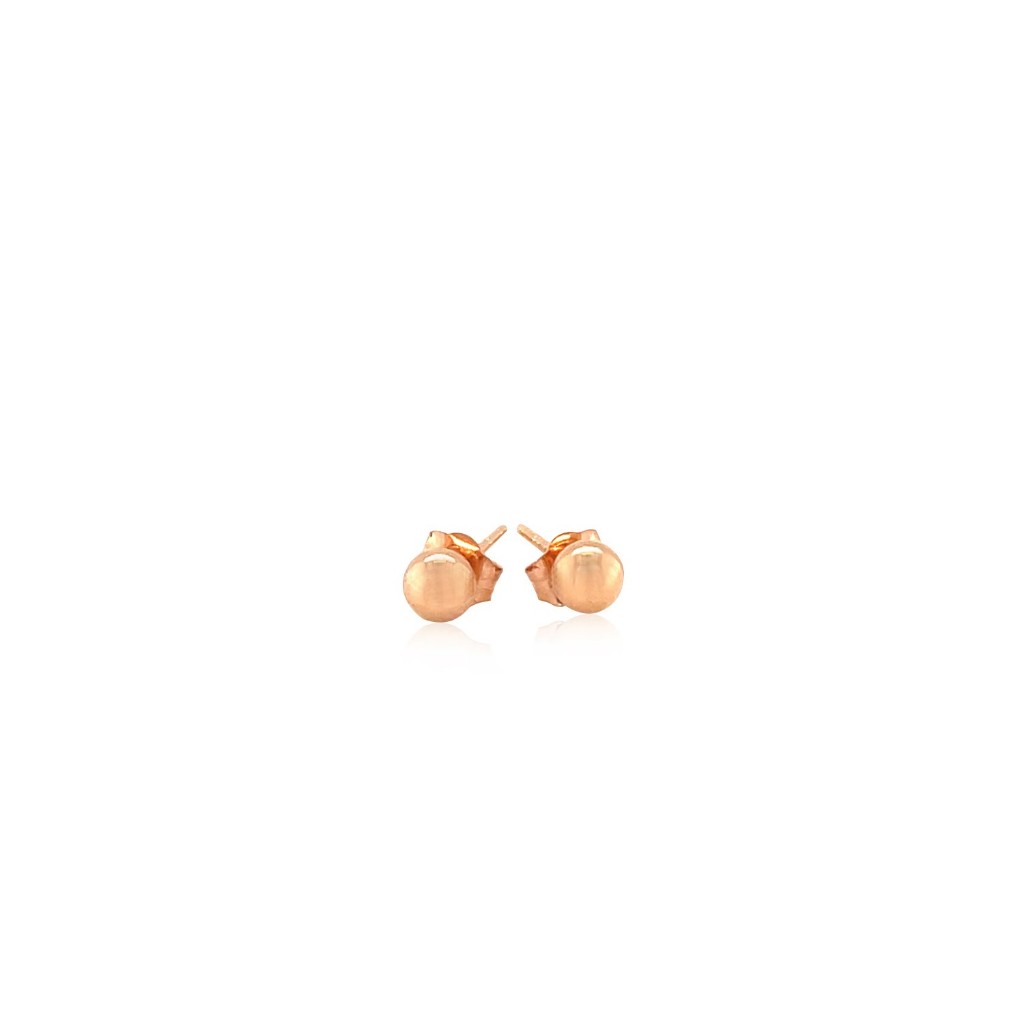 Nathalias NY ต่างหูหมุดทองคำ Rose gold 14K 14k Round Shiny Stud Earrings in 14k Rose Gold (4.0 mm)