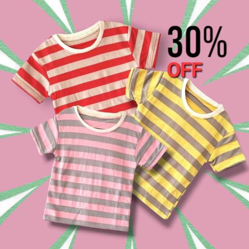 เสื้อยืดลายริ้วเด็ก 3สีน่ารัก (1-5ขวบ) S,M,L,XL ลดล้างสต๊อกราคาพิเศษ