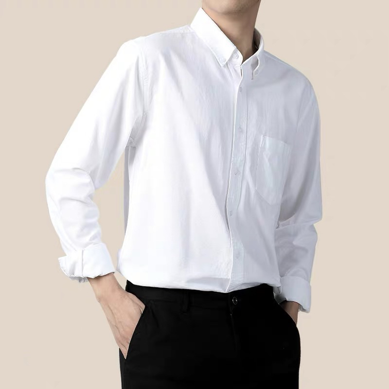 เสื้อเชิ้ตคอปก แขนยาว สีเทา ใส่ทำงาน ใส่เที่ยว
