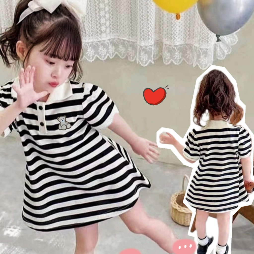 ชุดเดรสกระโปรงเด็กผู้หญิง กระโปรงแขนสั้น ใส่เที่ยวน่ารัก size1-7ปี QQ56