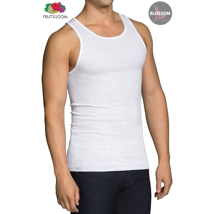 Fruit of the Loom – Men’s Tag-Free Tank A-Shirt Classic Fit เสื้อกล้ามแขนกุด สีขาว