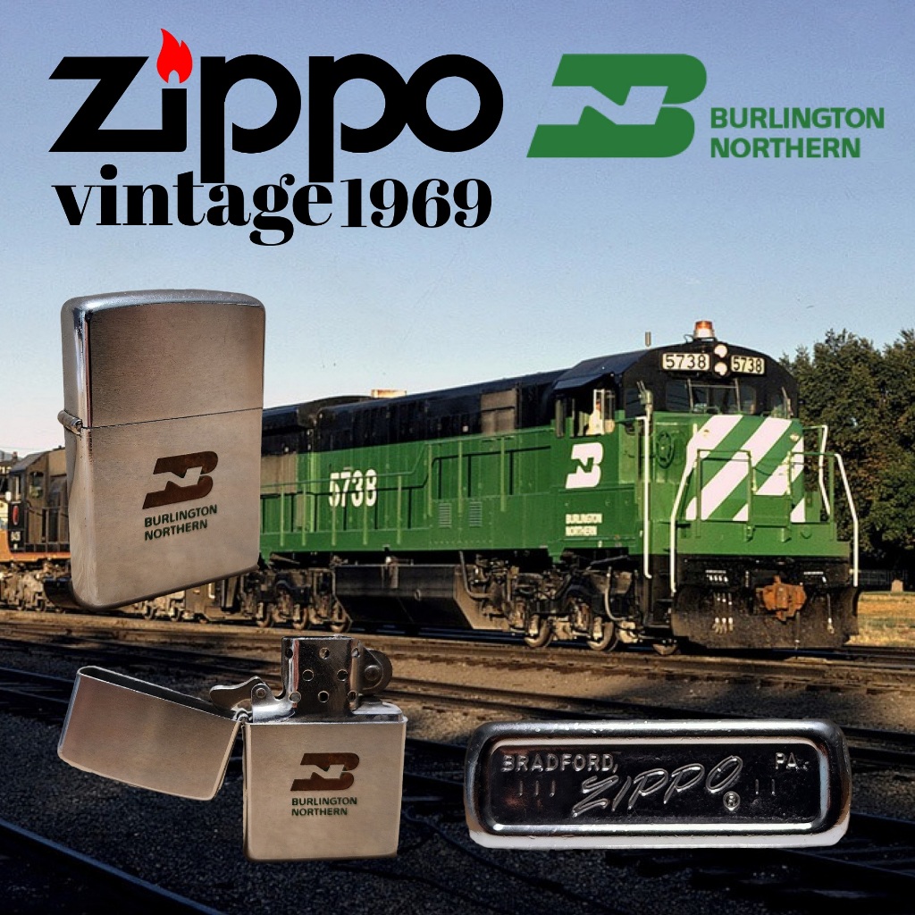 Vintage Zippo Burlington Northern Railroad, 100% ZIPPO Original from USA, USED. Year 1969