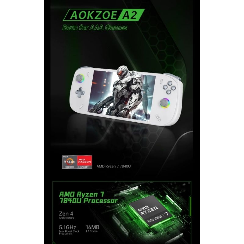Pre Order Aokzoe A2 AMD 7840U รุ่นใหม่ล่าสุด เครื่องเล่นเกมพกพา AAA เล่นได้ทุกเกม