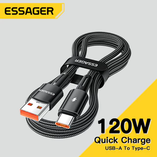 Essager สายเคเบิลชนิด C 120W ชนิดชาร์จเร็วสุดๆ6A สายเคเบิลสำหรับ Xiaomi ชาร์จ USB สายชาร์จแบบเร็ว