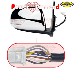 กระจกมองข้าง Vigo Champ ปี2011- 2014 ไฟฟ้า 7สาย มีไฟLED ชุบโ…