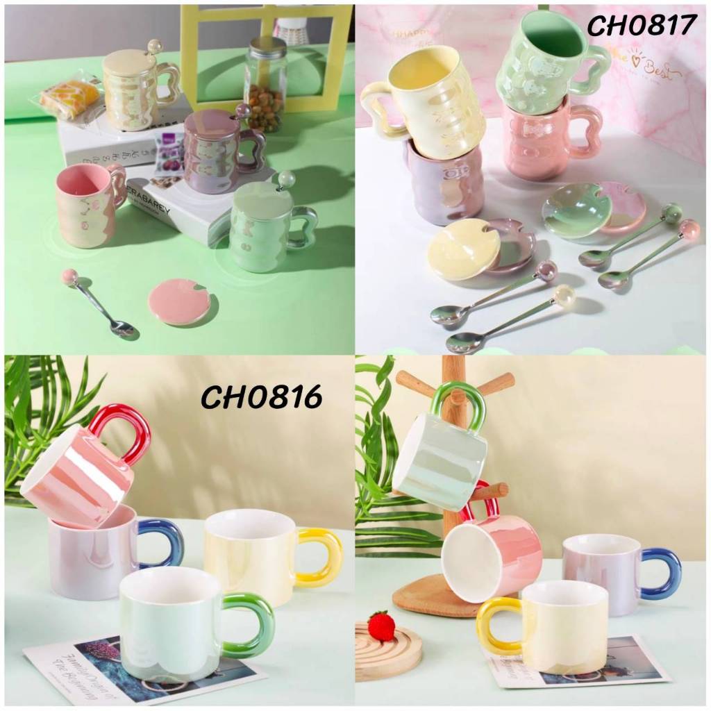 แก้วเซรามิค สีตัวแก้ว เคลือบสีมุก มี 2 ขนาด CH0816/CH0817 🔰โปรดอ่านรายละเอียดสินค้าก่อนสั่งซื้อค่ะ🔰