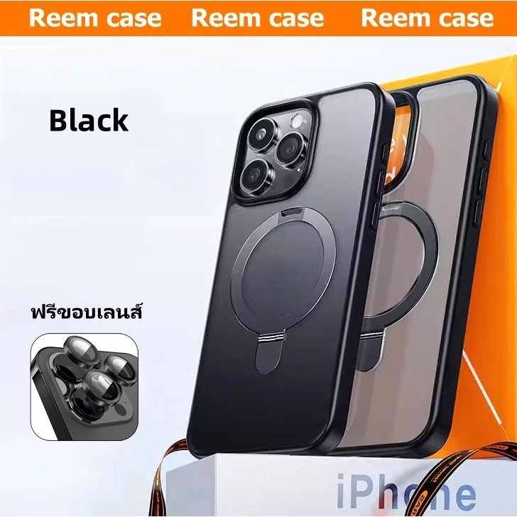 เคส iPhone Magnetic พร้อมขาตั้งหมุนได้ มีน้ำค้างแข็ง ฟรีขอบเลนส์ thumbnail 8