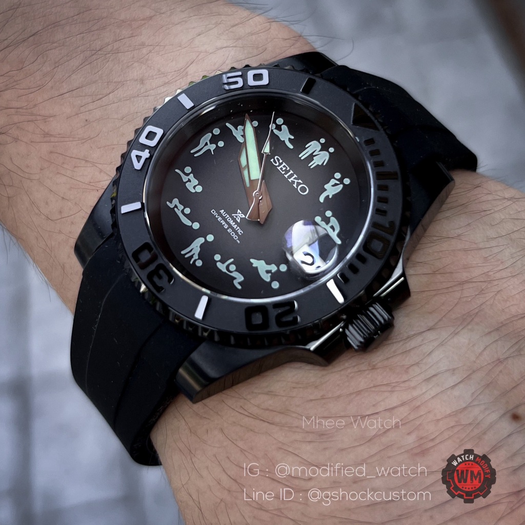 Seiko Mod Yacht Master Black Make Love Dial Rubber Strap