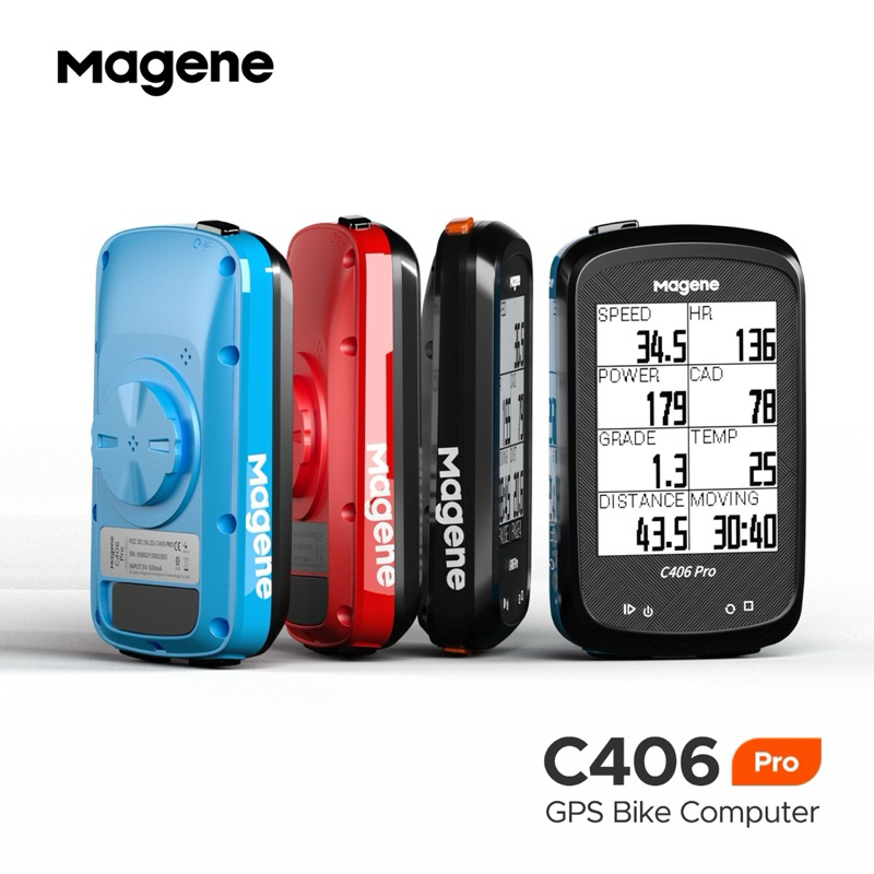 MAGENE C406 Pro SET ไมล์ GPS พร้อมระบบนำทาง ฐานบาร์ฟลาย พร้อมเซนเซอร์หัวใจและรอบขา