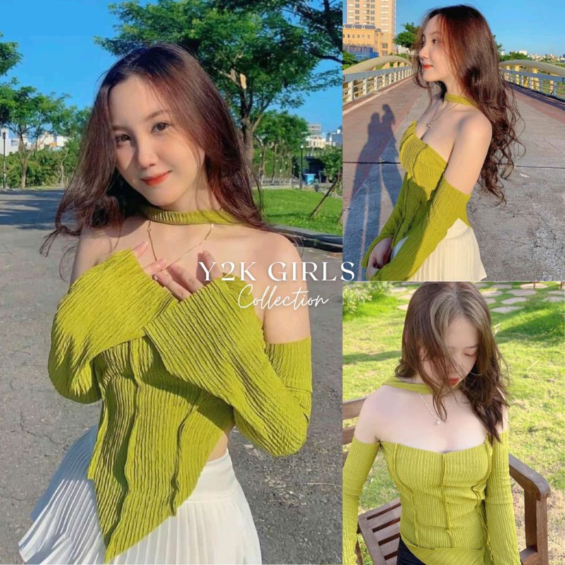 y2kgirls  [พร้อมส่ง] เสื้อครอปคล้องคอ4สี