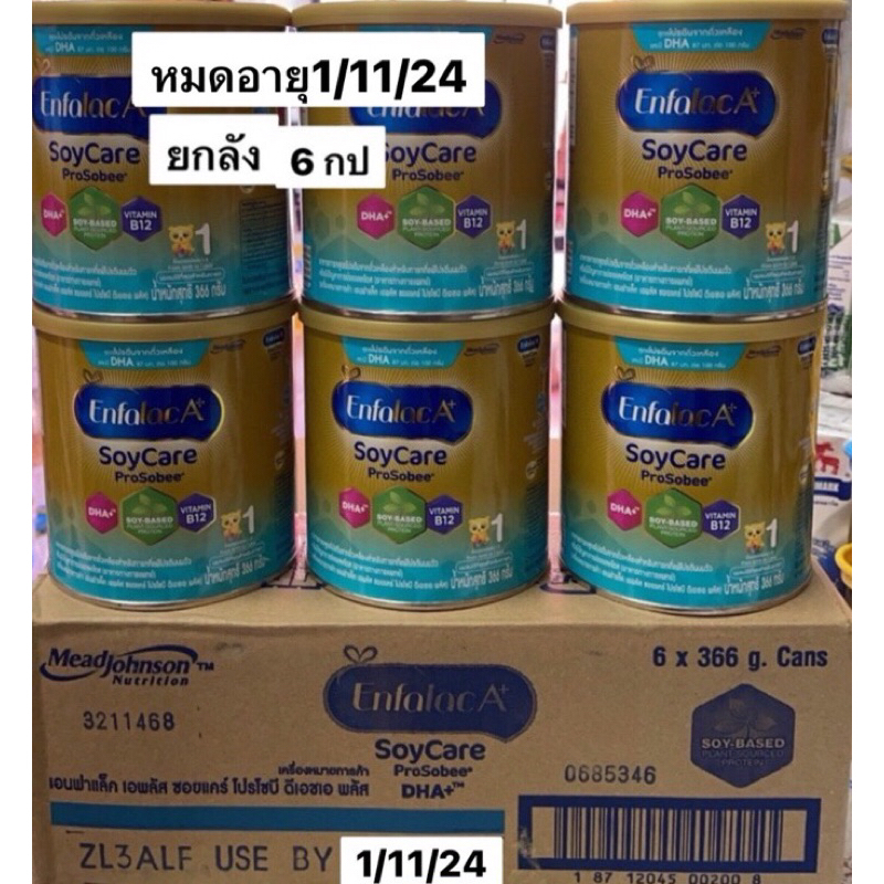 Enfalac Soy Care Prosobee 366 กรัมซอยแคร์ โปรโซบี น้ำหนัก 366 กรัม  366g Exp. 01/11/2024น