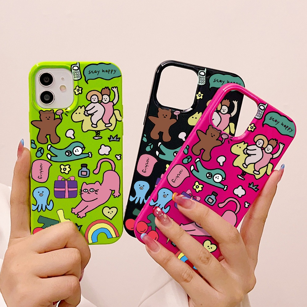 หุ้นไทย เคสซิลิโคนทาสีคุณภาพสูง for iPhone 11 12 13 14 15 Pro Max XR 7 8 Plus XS Max 14 15 Pro SE 3 กรณีทาสีการ์ตูน