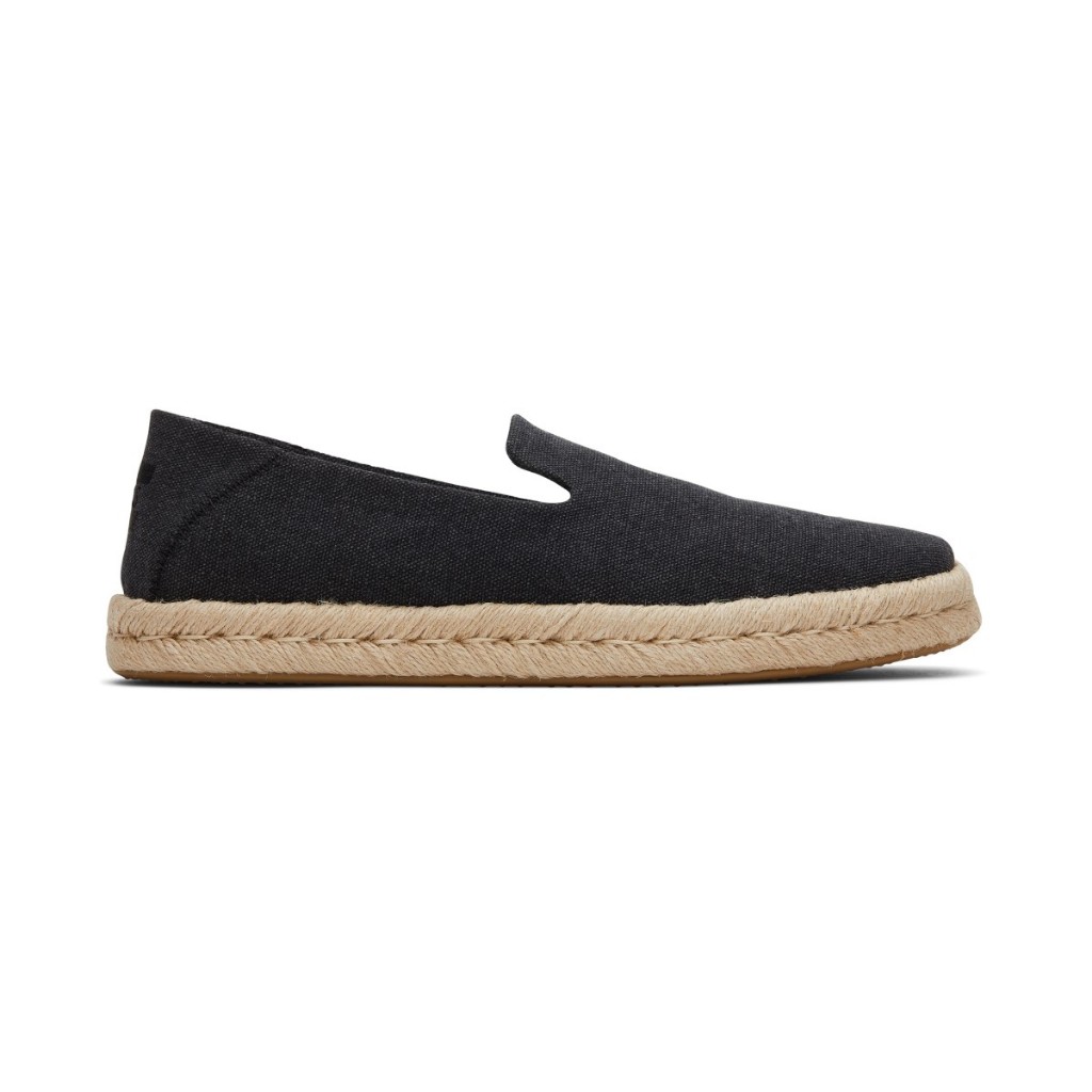 TOMS รองเท้าลำลองผู้ชาย สลิปออน รุ่น Santiago Black Recycled Cotton Canvas (CG) รองเท้าลิขสิทธิ์แท้