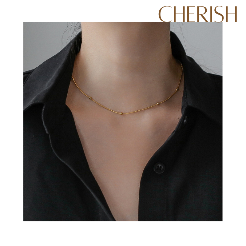 [CHERISHxMIHREH] สร้อยคอสีทอง สวยเรียบหรู สไตล์มินิมอล [CR54]