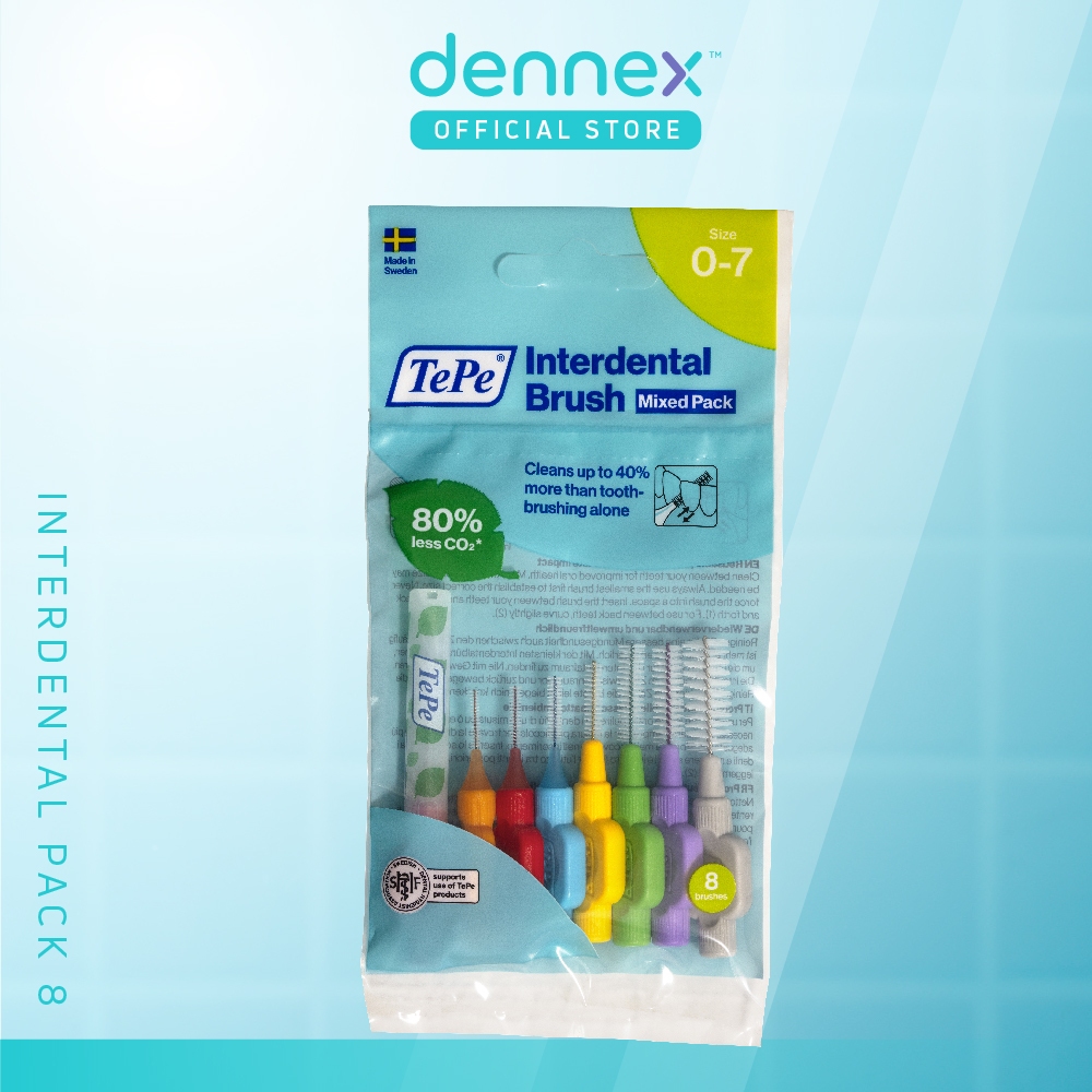 TePe interdental Brush แปรงซอกฟัน ขนนุ่ม เทเป้ อินเทอร์เด็นทัล บลัช  แพ็ค 8 ชิ้น By Dennex