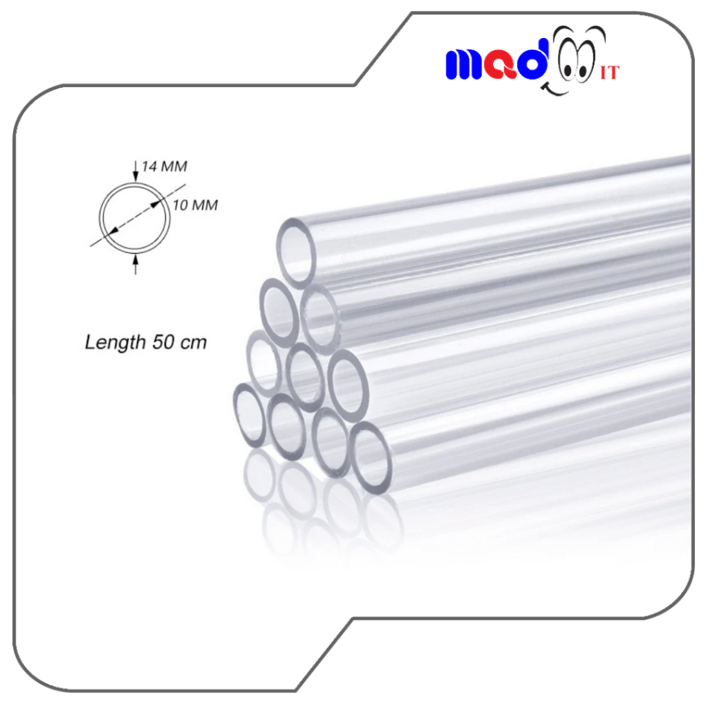 (10 เส้น) ท่อ PETG ท่อแข็ง ชุดน้ำระบบเปิด คอมพิวเตอร์ระบบน้ำ แบบใส 10x14mm ความยาว50และ10cm.