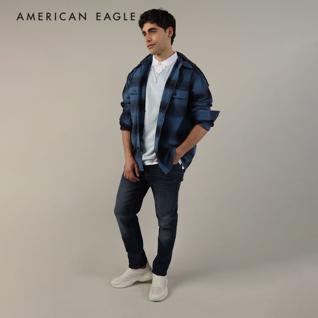 American Eagle Super Soft Hooded Flannel เสื้อเชิ้ต ผู้ชาย แฟลนเนล ฮู้ด (NMSH 015-6111-410)
