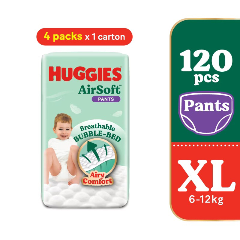 HUGGIES AirSoft Pants Diapers ผ้าอ้อมเด็กแบบกางเกง
