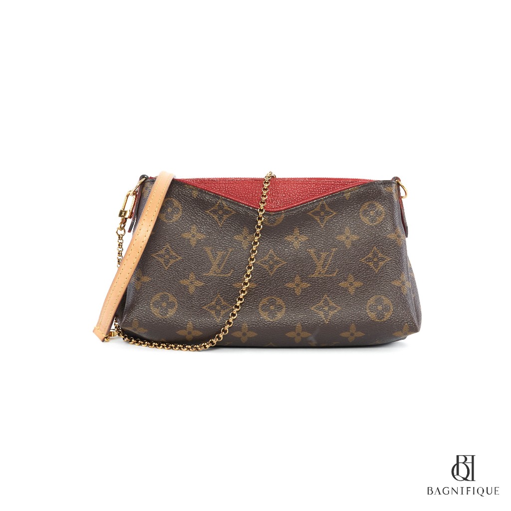 LV PALLAS CLUTCH BROWN RED MONOGRAM CANVAS GHW