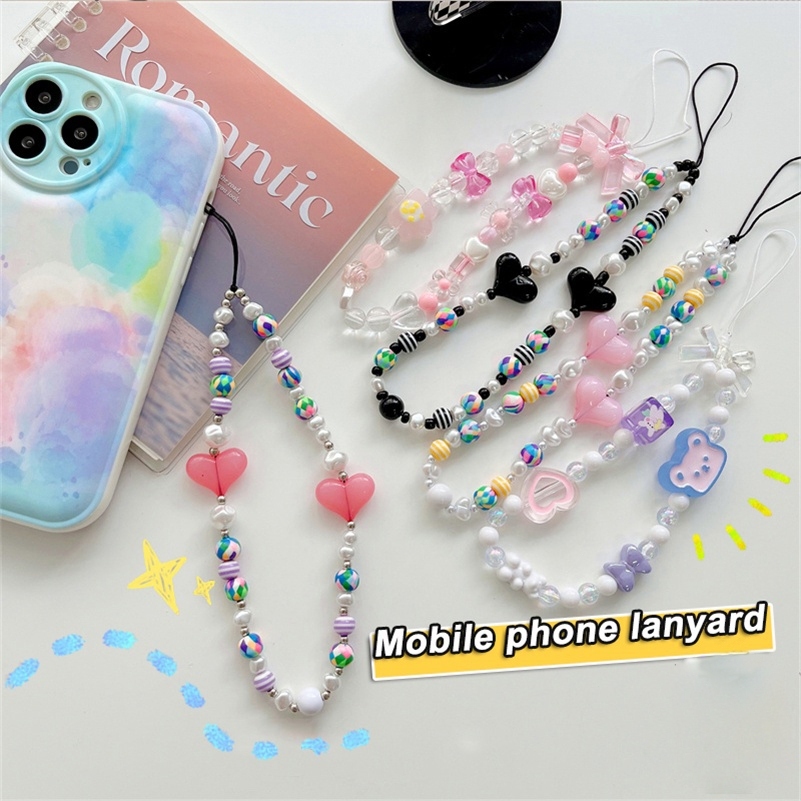 [พร้อมส่ง]🍀Clovers Phone Charm🍡 สายคล้องโทรศัพท์ สายห้อยกล้อง พวงกุญแจลูกปัดใบโคลเวอร์ꕤ
