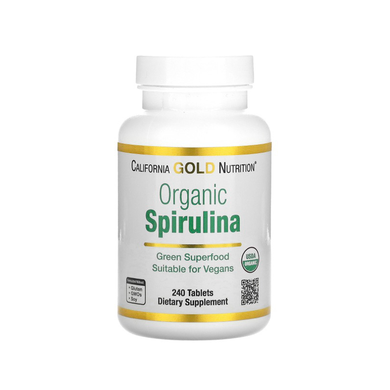สาหร่ายสไปรูริน่า California Gold Nutrition, Organic Spirulina, USDA Certified, 500 mg,  240 Tablets