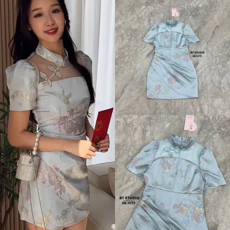 ชุดคุณภาพดี ตรงปก พร้อมส่ง-ร้านนี้มีเลย ไม่ต้องเช็ค*ส่งไว เดรส ชุดออกงานสี​ ฟ้า​ BTstudio​