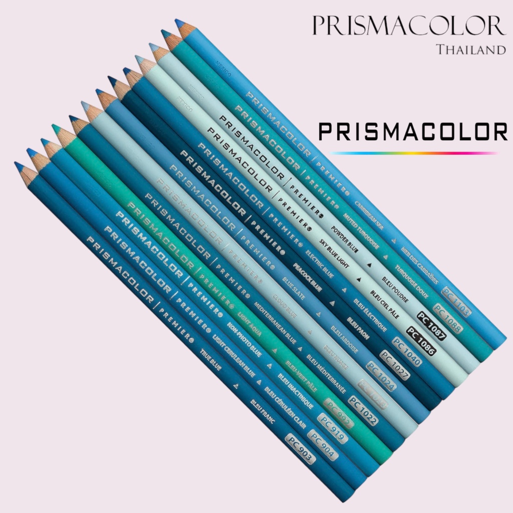 ดินสอสีไม้ กันน้ำ ระบายนุ่มลื่น Prismacolor Premier Soft Core จำหน่ายแยกแท่ง (กลุ่มสีฟ้า)