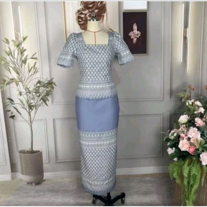 Love Lady  เซตผ้าไทย #ผ้าไทยสีน้ำเงิน