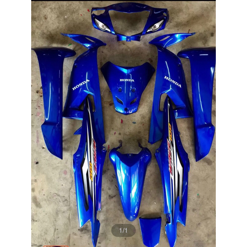 ชุดสี เวฟ100 ยูบ็อก สี น้ำเงิน รุ่นดิสเบรค พร้อมติดสติ๊กเกอร์เคลือบเงาแท้ วัสดุabsแบบหนา