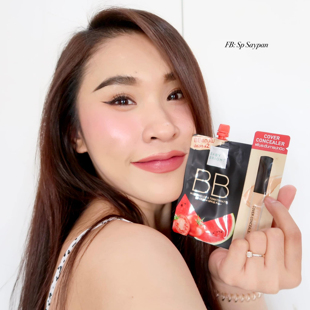 1ซอง【BB ครีมแตงโม】ปกปิดเรียบเนียน กันแดด Watermelon & Tomato Matte BB Cream SPF45 PA++ 7g. Baby Brig