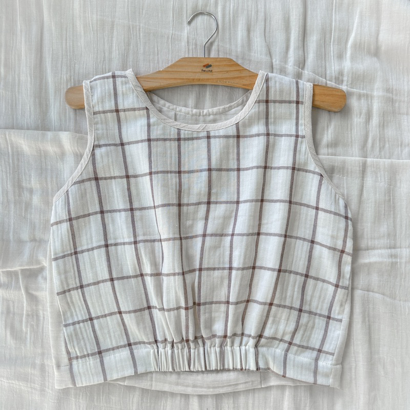 เสื้อจั๊มเอว เสื้อแขนกุด ผ้าสาลู2ชั้น ญี่ปุ่น รูปที่ 3