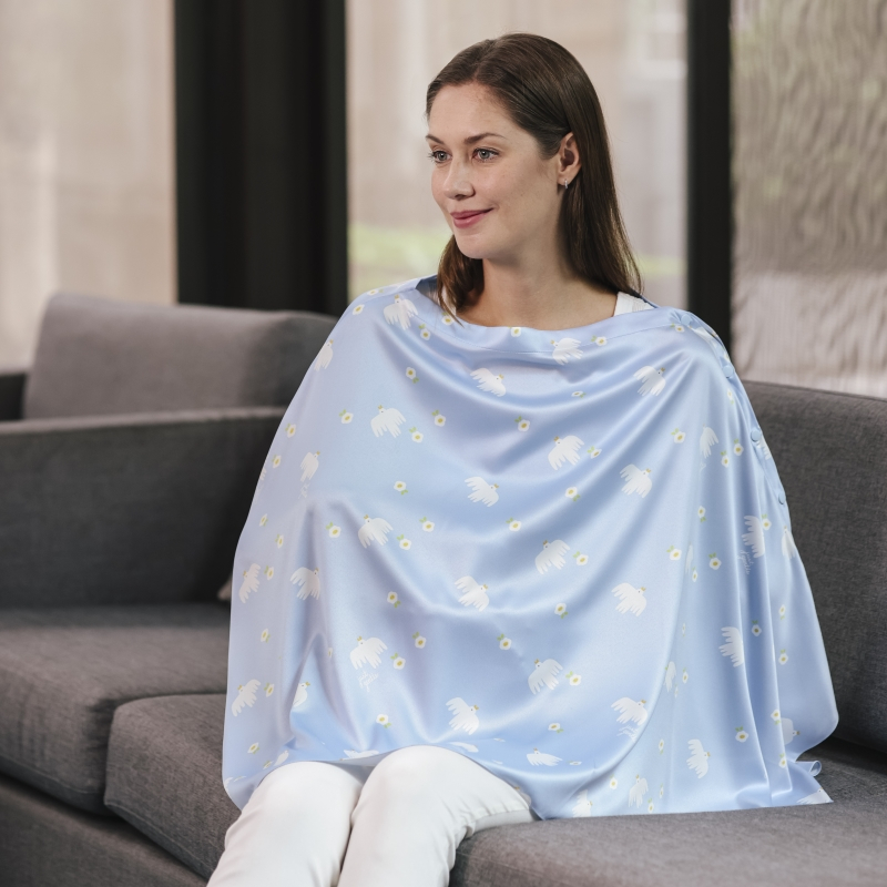 Just Gentle ผ้าคลุมให้นมอเนกประสงค์สุดพรีเมี่ยม - ลายโลล่า บลู Multi Purpose Poncho Nursing Cover - Lola Blue (1 pc)