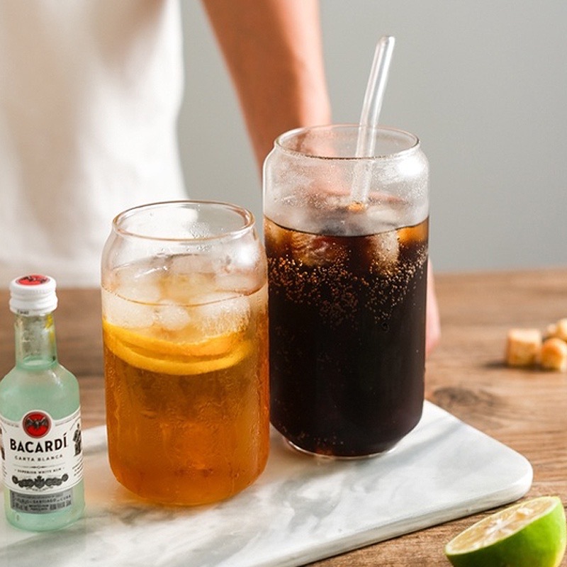 แก้วกาแฟ แก้วมัก รูปทรงแคน สำหรับใส่เครื่องดื่ม ชา น้ำผลไม้ ไร้สารตะกั่ว สไตล์นอร์ดิก โปร่งใสและทนทาน glass cup