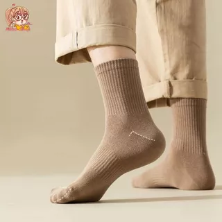 annacny ถุงเท้าข้อกลาง แทบแนวตั้ง สไตล์ญี่ปุ่น 🧦ถุงเท้าแฟชั่น สีพื้น ส่งจากไทย S29