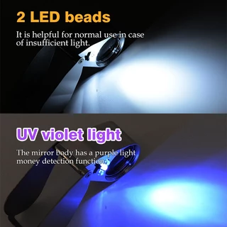 แว่นขยาย 40X กล้องส่องพระ ตรวจแบงค์ปลอม กล้องส่องเพชร พับได้ แว่นส่องพระ พร้อมไฟ LED