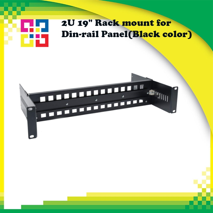 B1-DR190-B 2U 19 นิ้ว Rack mount for Din-rail Panel(Black color) -BISMON