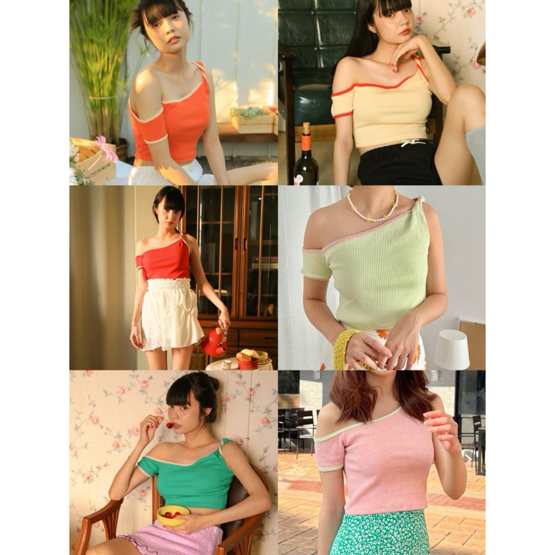 brunch top เสื้อยืดคอปาดไหล่