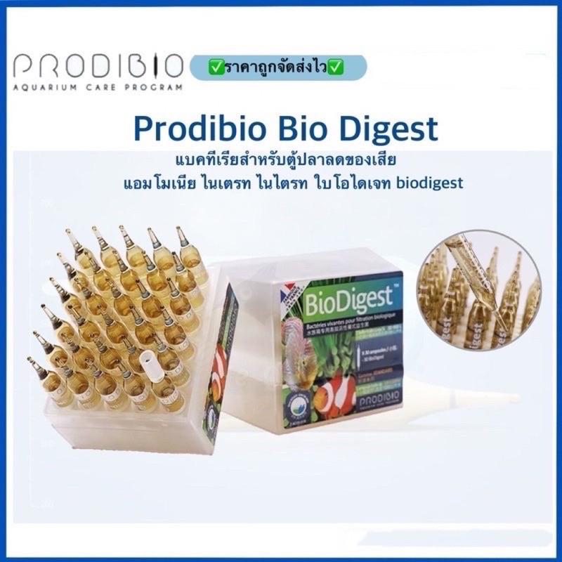 ของแท้ Prodibio Bio Digest แบคทีเรียสำหรับตู้ปลาลดของเสีย แอมโมเนีย ไนเตรท ไนไตรท ของแท้ ใบโอไดเจท biodigest