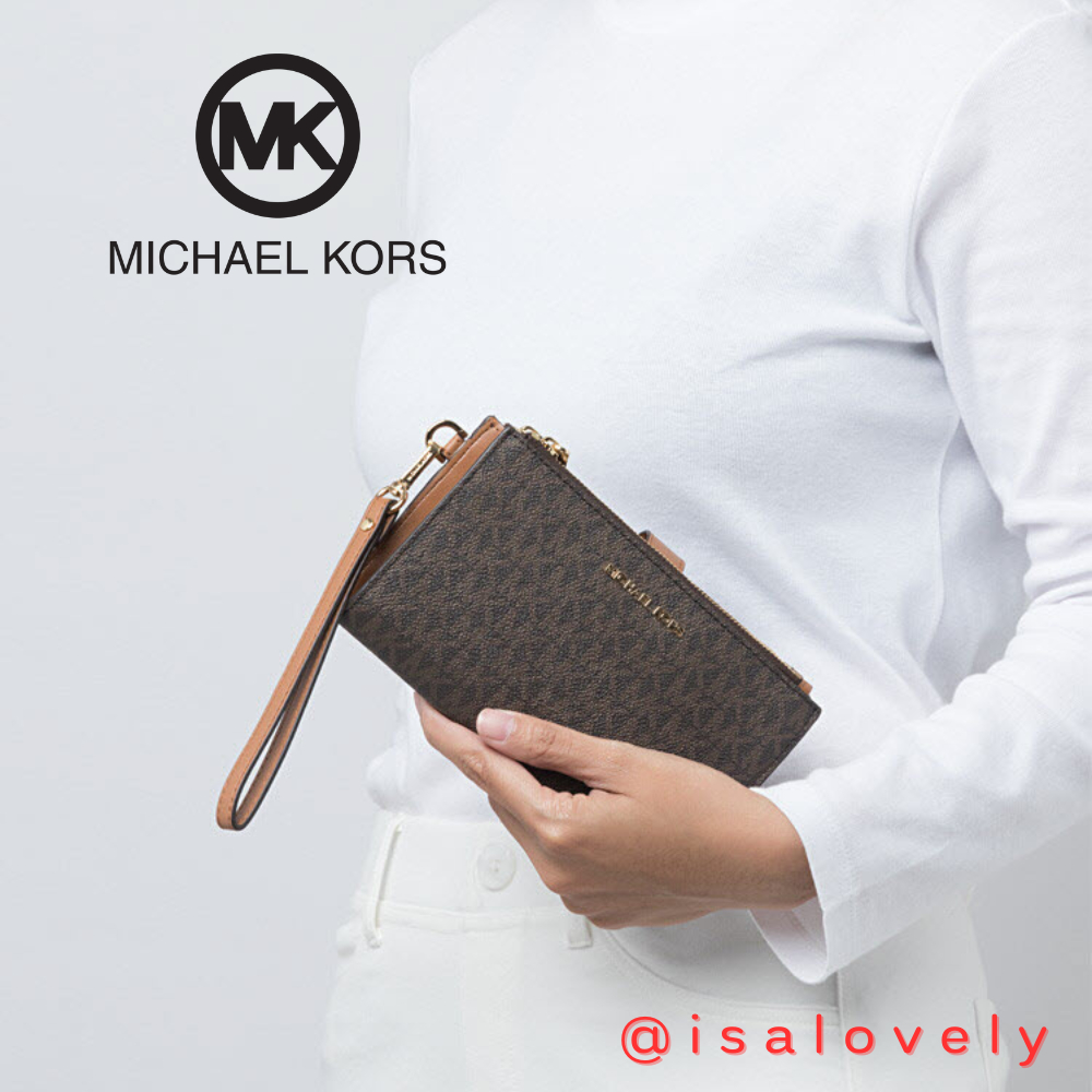 📌Isa Lovely Shop📌  MICHAEL KORS 35F8GTVW0B WRISTLET สีน้ำตาล 2 zip