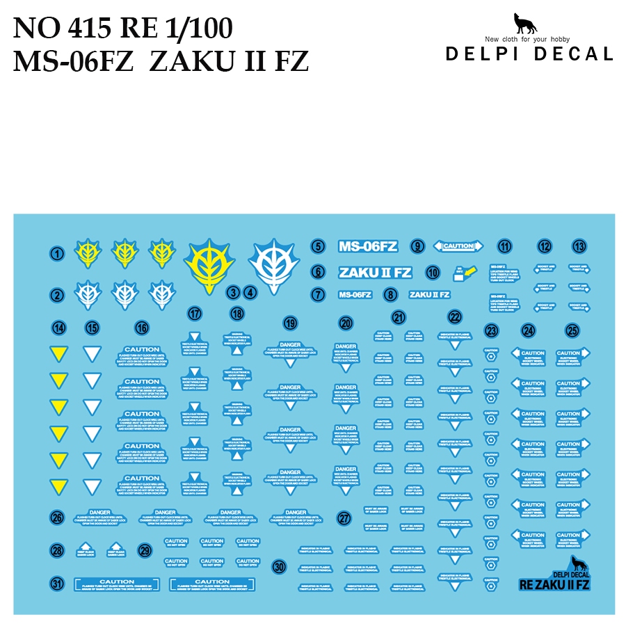 ดีคอลน้ำ [DELPI] 415 RE 1/100 MS-06FZ ZAKU II FZ [WATER DECAL]