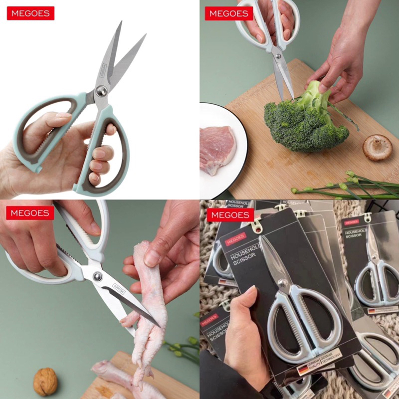 MEGOES HOUSEHOLD SCISSOR [ฟ้า] ✂️ กรรไกรสแตนเลสสตีลคุณภาพสูง 🇩🇪 งานส่งออกเยอรมัน #ของแท้