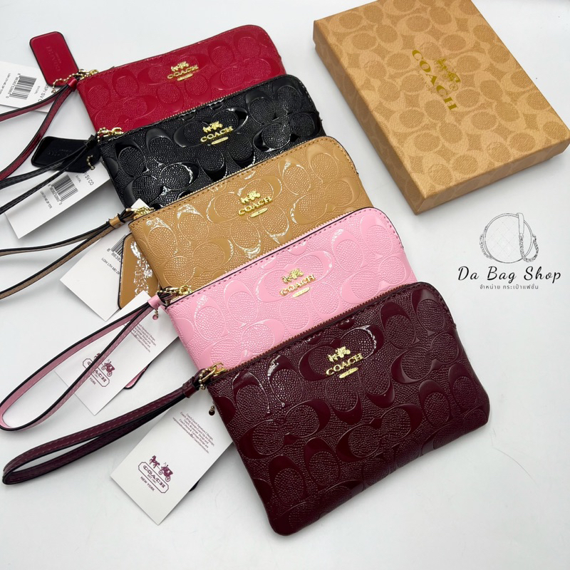 กระเป๋าคล้องมือ หนึ่งซิบหนึ่งช่องใช้งานขนาด6.5นิวเป็นหนังแก้วงานสวยพร้อมกล่อง